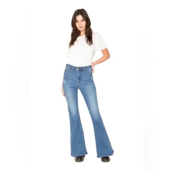 Sandrine Rose x Free People Super Flare Denim Jeans Burnt Size 28 - NWT - Picture 15 of 16
